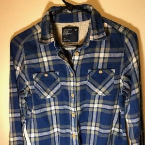 Blue plaid flannel shirt